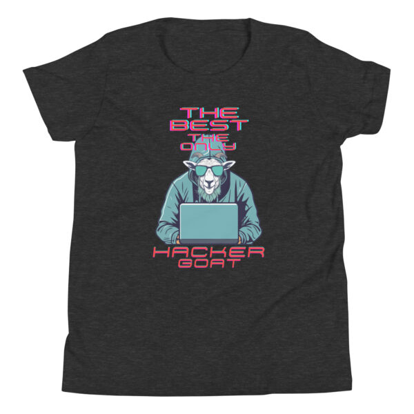 hacker goat t-shirt from the kids farm in the color heather grey