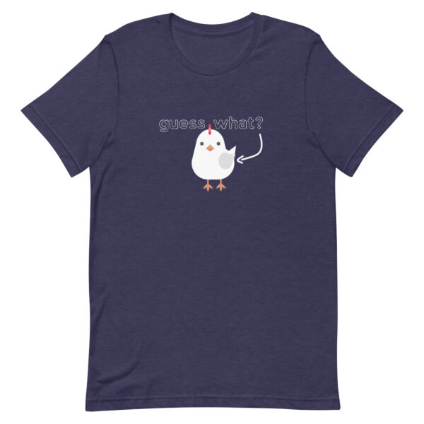 guess what chicken butt adult t-shirt color heather midnight navy blue