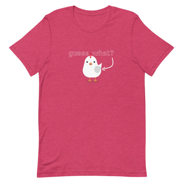 guess what chicken butt adult t-shirt color heather raspberry